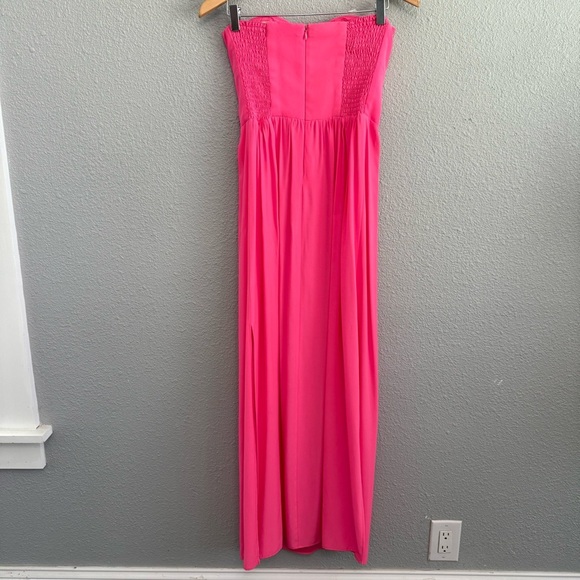 Amanda Uprichard Silk Strapless Maxi Dress Size Medium Hot Pink EUC - Picture 4 of 7